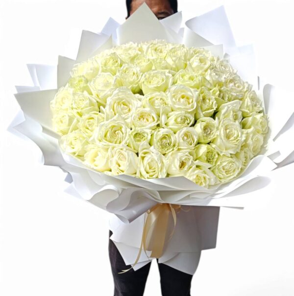 A bouquet of 51 white roses
