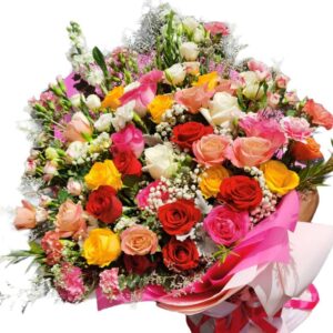 Large bouquet of multi-colored roses